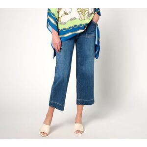 Belle by Kim Gravel Women's Pants Sz 8 Tall TripleLuxe Denim Wide Blue A634776